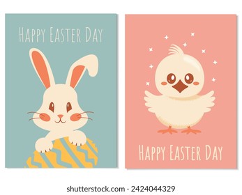 Feliz día de Pascua con una plantilla de tarjetas de felicitación de colores pastel. Tarjeta de felicitación. Ilustración vectorial. Diseño de celebraciones internacionales con tipografía para tarjeta de felicitación