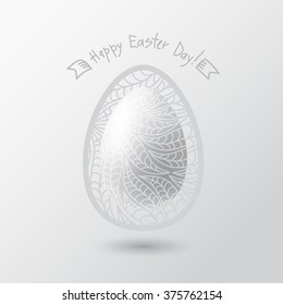 Happy Easter Day greeting card with colored eggs and flowers.
Hand Drawn and Handwritten Design Elements. Vector illustration 
Lettering Design.