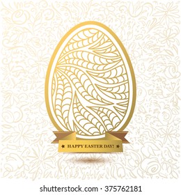 Happy Easter Day greeting card with colored eggs and flowers.
Hand Drawn and Handwritten Design Elements. Vector illustration 
Lettering Design.
