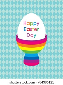 happy easter day greeting card with egg holder graphic vector