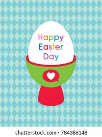 happy easter day greeting card with egg holder graphic vector
