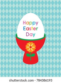 happy easter day greeting card with egg holder graphic vector