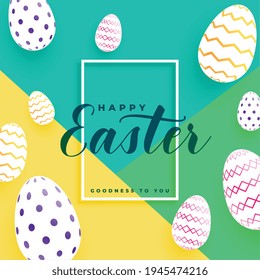 happy easter day greeting with decorative eggs