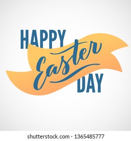 Happy Easter day hand drawn modern calligraphy design vector lettering, typography. For advertising, poster, flyer, banner, greeting card.