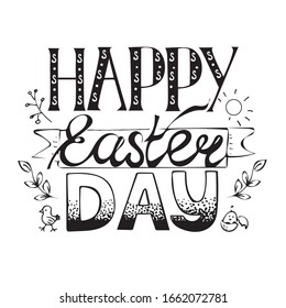 Happy easter day hand drawn lettering