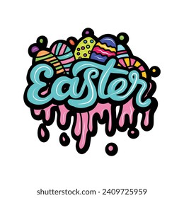 happy easter day with hand drawn design
