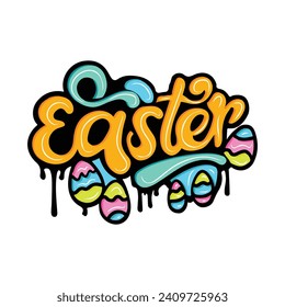 happy easter day with hand drawn design
