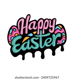 happy easter day with hand drawn design
