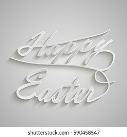 Happy Easter Day hand lettering text with long shadow