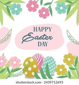 Happy Easter Day hand-drawn social media post. 