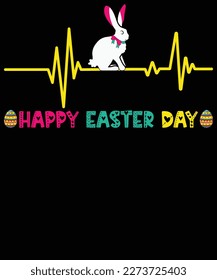 Happy Easter Day Heartbeat Eggs T-Shirt design.