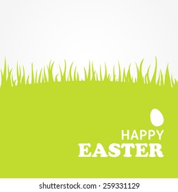Happy Easter Day holiday background. Text Happy Easter on green meadow
