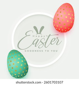 happy easter day holiday card with 3d eggs design vector