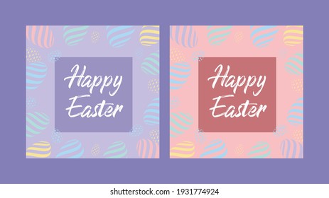 Happy easter day holiday greeting banners with easter egg pattern background