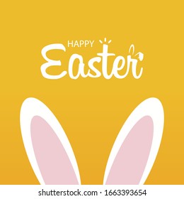 Happy easter day illustration. Horizontal greeting banner with bunny. Vector