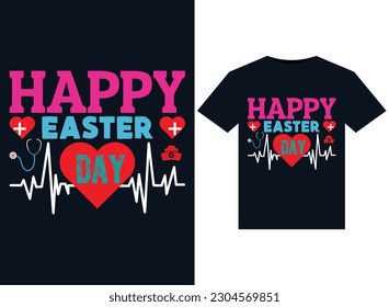 Happy Easter Day illustrations for print-ready T-Shirts design