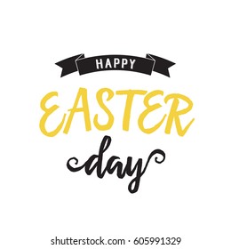 Happy Easter Day Inscription With Ribbon