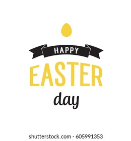 Happy Easter Day Inscription, Ribbon, Egg