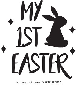 Happy easter day inspirational quote with bad bunny and other objects
