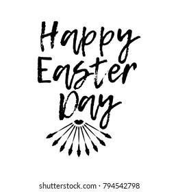 Happy Easter Day label. Font with Brush. Easter day badges. Vector illustration icon.