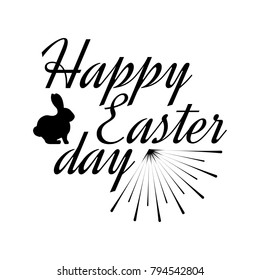 Happy Easter Day label. Font with Brush. Easter day badges. Vector illustration icon.