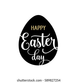 Happy Easter Day lettering in black egg