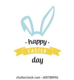 Happy Easter Day lettering with bunny ears