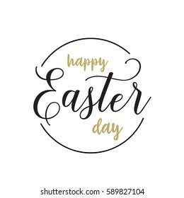 Happy Easter Day lettering in circle
