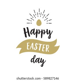 Happy Easter Day lettering with egg