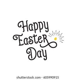 Happy Easter Day Lettering, Egg and Beams