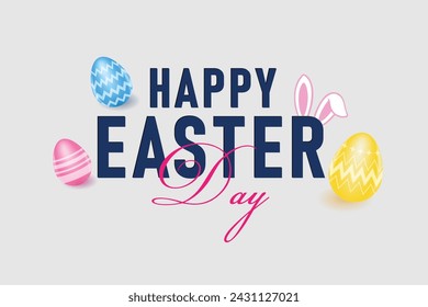 Happy Easter day lettering on watercolor egg