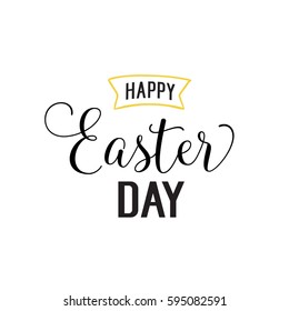 Happy Easter Day Lettering, Ribbon Outline