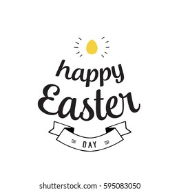 Happy Easter Day Lettering, Ribbon and Egg