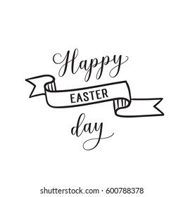 Happy Easter Day lettering with ribbon
