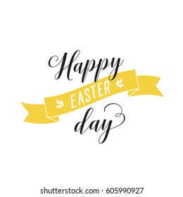 Happy Easter Day Lettering With Ribbon