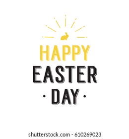 Happy Easter Day Lettering, Shining Bunny