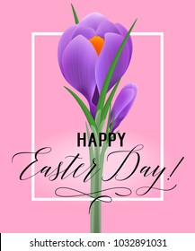 Happy Easter Day Lettering with Snowdrop