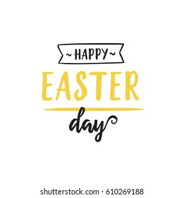 Happy Easter Day Lettering With Underline
