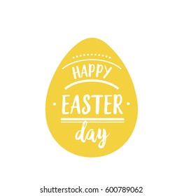 Happy Easter Day lettering in yellow egg