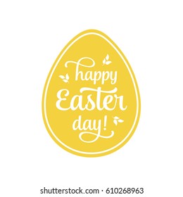 Happy Easter Day lettering in yellow egg