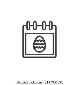 Happy Easter Day line icon. linear style sign for mobile concept and web design. Calendar with easter egg outline vector icon. Symbol, logo illustration. Vector graphics