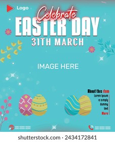 Happy easter day march holiday of egg with easter background | happy easter day celebration instagram and facebook post template | Easter day celebration social media post and banner design template	
