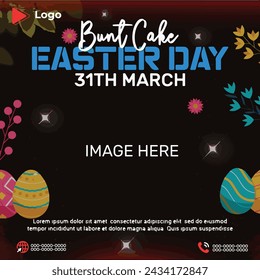 Happy easter day march holiday of egg with easter background | happy easter day celebration instagram and facebook post template | Easter day celebration social media post and banner design template	
