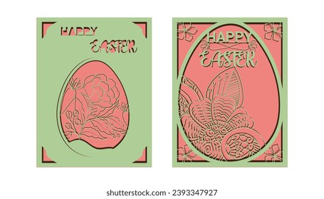Happy Easter day multilayer floral decoration gift card.