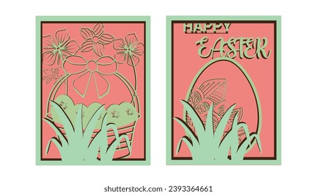 Happy Easter day multilayer floral decoration gift card.