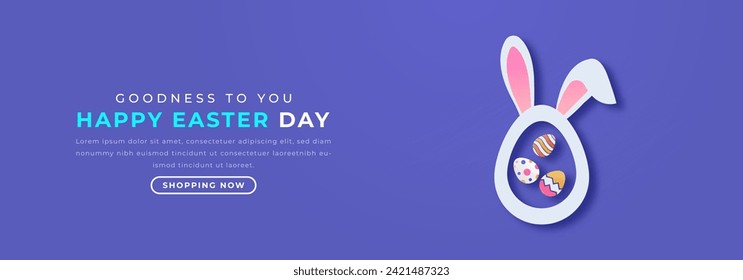 Feliz Día de Pascua Estilo de corte de papel Vector Diseño Ilustración para fondo, afiche, cartel, publicidad, tarjeta de saludo