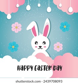Happy easter day in paper style
