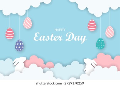 Feliz día de Pascua en estilo de papel