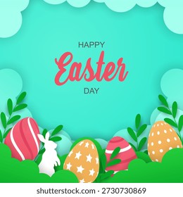 Happy easter day in paper style