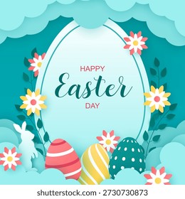 Happy easter day in paper style